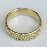Gold Ring with Moon Surface Texture