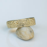 Gold Ring with Moon Surface Texture