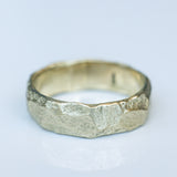Wide Gold Ring with Cracked Earth Texture