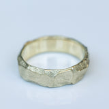 Wide Gold Ring with Cracked Earth Texture
