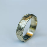 Wide Gold Ring with Cracked Earth Texture