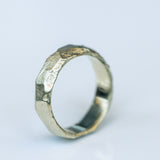 Wide Gold Ring with Cracked Earth Texture