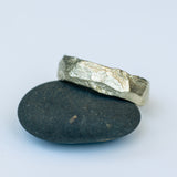 Wide Gold Ring with Cracked Earth Texture