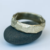 Wide Gold Ring with Cracked Earth Texture