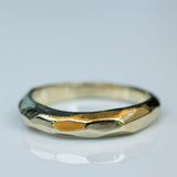 Tapered Gold Ring with Faceted Texture
