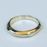 Tapered Gold Ring with Faceted Texture