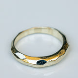 Tapered Gold Ring with Faceted Texture