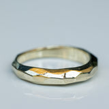 Tapered Gold Ring with Faceted Texture