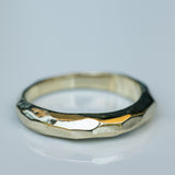 Tapered Gold Ring with Faceted Texture