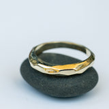 Tapered Gold Ring with Faceted Texture