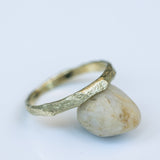Slim Gold Ring with Cracked Earth Texture