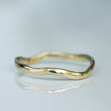 Slim Raw Gold Ring with Zigzag Texture