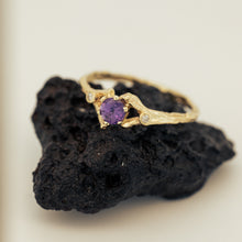 Load image into Gallery viewer, Spreading branch with purple sapphire and diamonds
