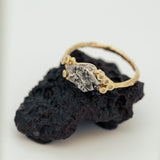 Asymmetric spreading branch ring with meteorite & diamonds