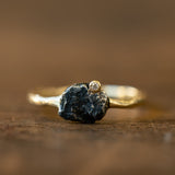 Raw gold ring with meteorite