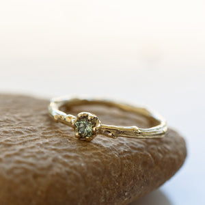 Vintage branch ring with sapphire