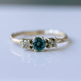 Parti Sapphire dainty branch ring