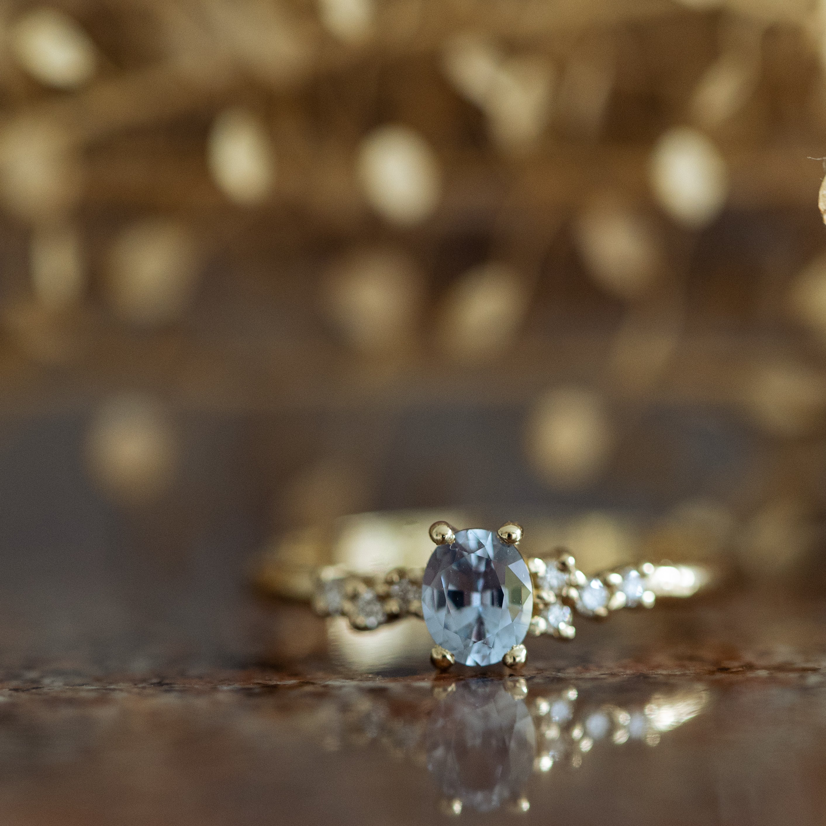Semi transparent sapphire cluster ring