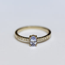 Load image into Gallery viewer, Light blue sapphire &amp; white diamonds engagement ring
