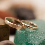 Faceted raw band gold rings