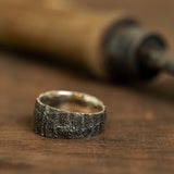 Wide sponge silver ring