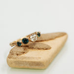 Sapphires & diamond cluster ring
