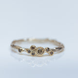 Mixed silver & gold branch rings with champagne diamonds