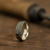 Overlapped textured  silver ring