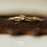 Solitaire square diamond branch ring