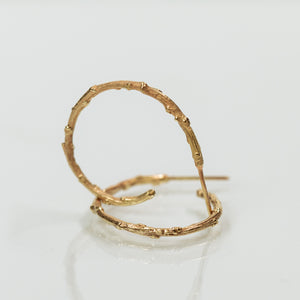 14k gold hoop branch earrings