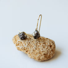Load image into Gallery viewer, Gold Drop meteorite earrings
