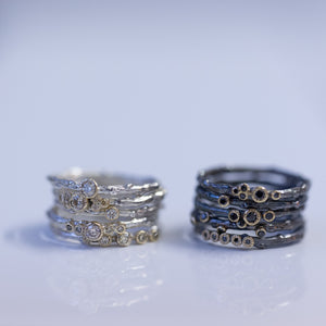Mixed silver & gold branch rings