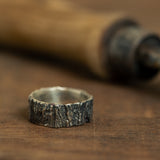 Tree stump silver ring