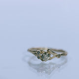 Asymmetrical spreading branch ring set with diamonds