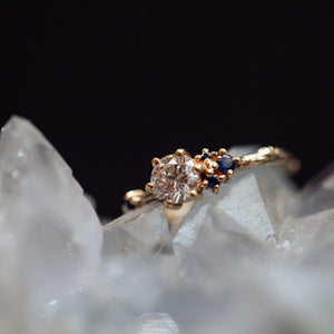 Cluster diamond ring with sapphires 