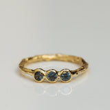 Trio blue Sapphires branch ring