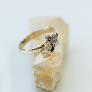 Tri stone Meteorite gold ring