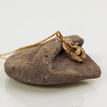 Load image into Gallery viewer, 14k gold organic pendant with diamond
