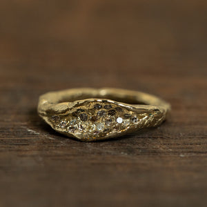 Fancy champagne diamonds concave ring