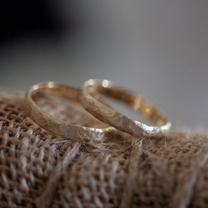 Rock faceted raw gold rings