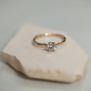 White diamond solitaire branch ring