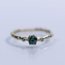 Load image into Gallery viewer, Color-shift sapphire with diamonds - Trio branch ring
