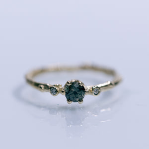 Color-shift sapphire with diamonds - Trio branch ring