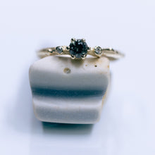 Load image into Gallery viewer, Color-shift sapphire with diamonds - Trio branch ring
