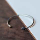 Half round meteorite silver bracelet