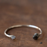 Silver raw rock solid bracelet