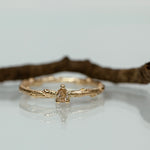 Champagne pear solitaire branch ring