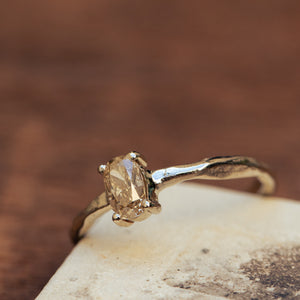 Oval champagne raw gold ring