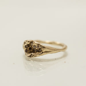 Rough brown diamonds raw concave ring