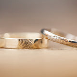 Square Finger prints wedding gold rings